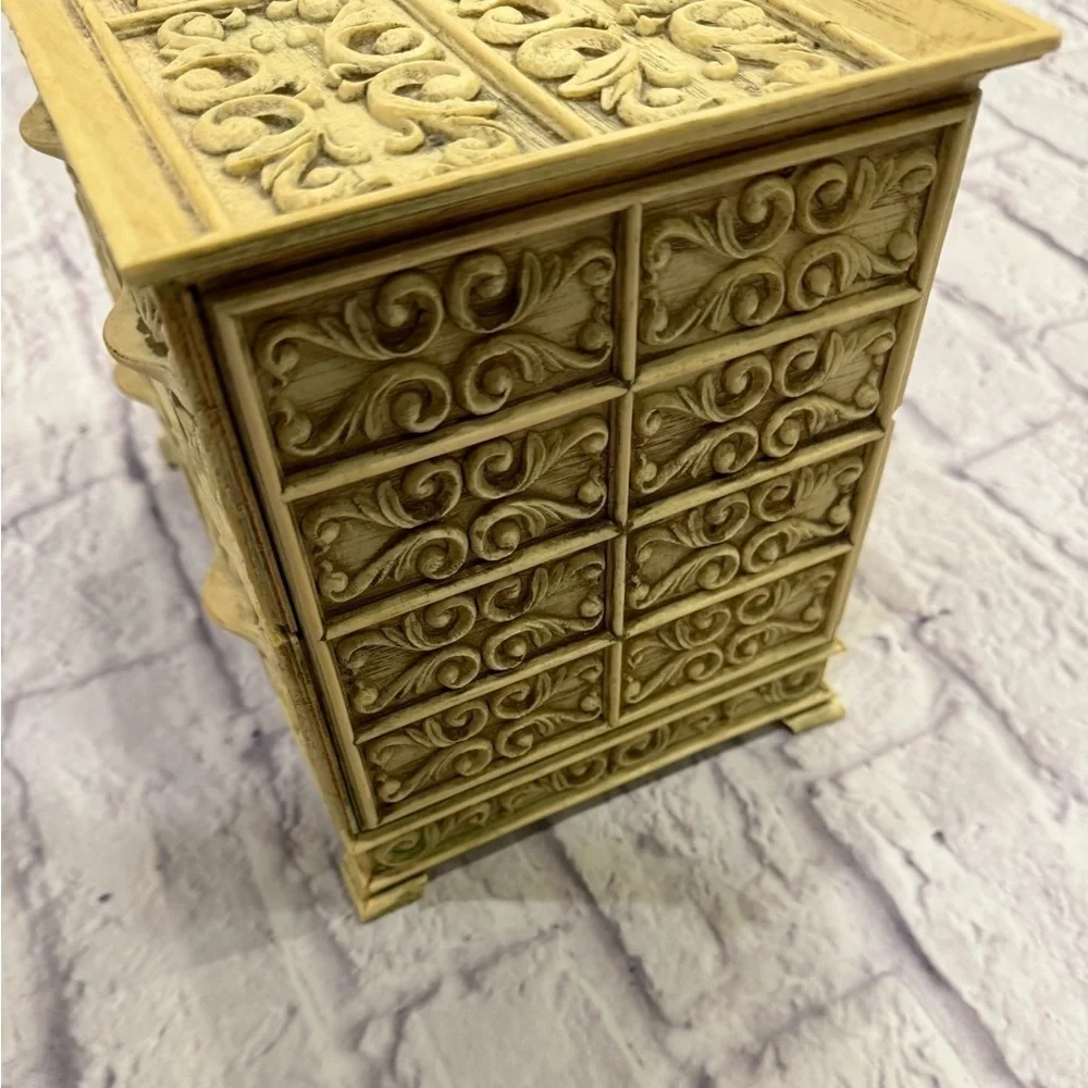 David Lerner Vintage Jewelry or Sewing Storage Box Ivory Two Drawer 1970s